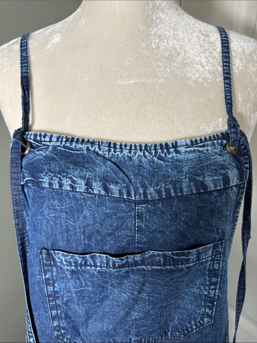 Angie Acid Wash Denim Flare Leg Overalls Jumpsuit NWT M - Picture 4 of 13